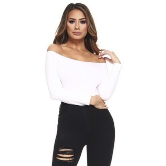Tops - Long Sleeve, Off Shoulder Bodysuit